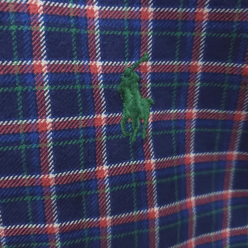 Vintage Polo Ralph Lauren Shirt Men 2XL Blue 100% Cotton Classic Fit Button-Down